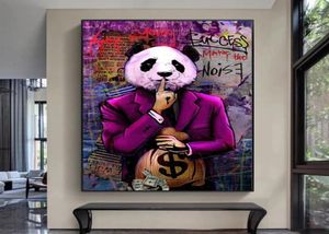 Laat uw succes de lawaaiposters maken en afdrukken Graffiti Art Canvas Paintings Abstract Panda Wall Art Pictures for Living Room 2485032