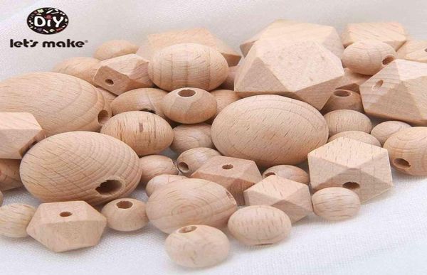 Let039s faire 100pc hêtre hexagone en bois dentition perles rondes 1230mm bébé hochet perlé bois bébé dentition jouets en bois 2111013531785