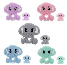 Let039s faire 5pc10pcs BPA animaux Silicone anneaux de dentition éléphant bébé produit de dentition de qualité alimentaire petite tige cadeaux de douche Cartoo2452147