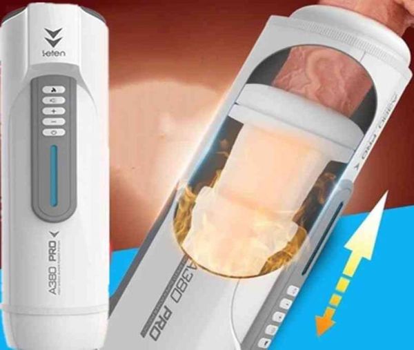 Leten A380 Pistón Masturbador telescópico automático Calefacción Vagina Empuje Gimiendo Máquina de masturbación masculina Juguetes sexuales para hombres4733126