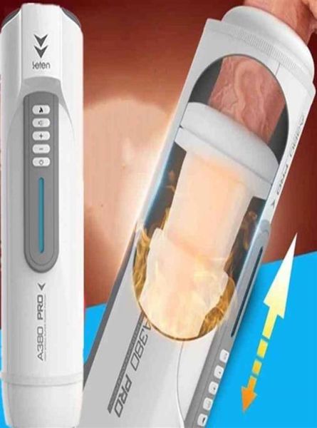 Leten A380 Pistón Masturbador telescópico automático Calefacción Vagina Empuje Gimiendo Máquina de masturbación masculina Juguetes sexuales para hombres175w4235210