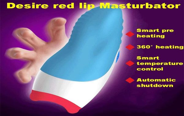 Leten Desire lèvre rouge sexe Oral masturbateur masculin bouche de succion artificielle vibrant tasse de Masturbation jouets érotiques pour Man6542807