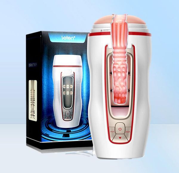 Leten entièrement automatique mâle Masturbation tasse poche chatte vagin artificiel 10 Modes fort vibrateur Sex Toy masturbateur pour homme5808222