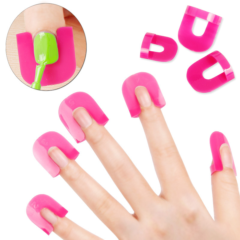 Nagelform, 26 Stück/Set, 10 Größen, G-Kurvenform, Nagelschutz, Lackschutz, Fingerabdeckung, auslaufsicher, französische Aufkleber, Maniküre-Nagelclips