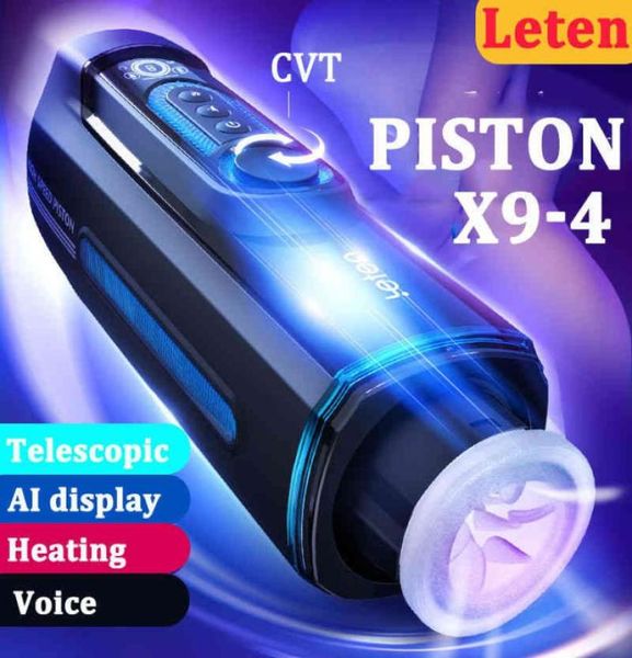 Leten X9 Piston automatique masturbateur télescopique chauffage pipe poussant la machine masturbation masturbation mâle tasse de sexe pour hommes9895983