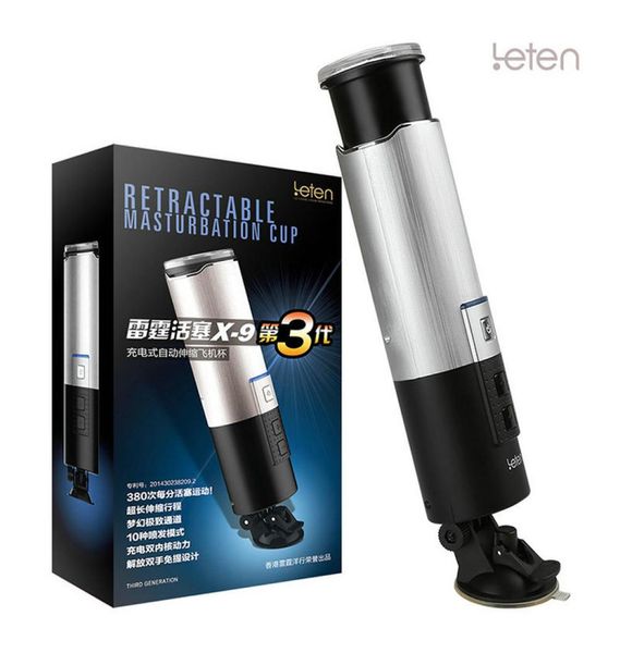 LETEN X9 PISTON Handles 10 Fonction rétractable USB Mâle rechargeable masturbateur Masturcator Sex Products Adult Sex Toys Y181014788144