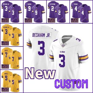 Laten we Geaux Burreaux Lsu Tigers Football College Jersey Joe Burrow Beckham Jr Justin Jefferson Jayden Daniels Delpit Holly Nabers Chase Mathieu Perkins Custom XXXL