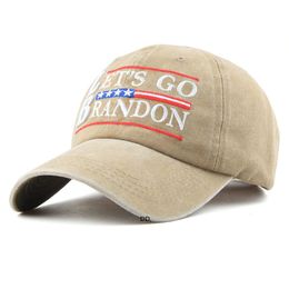 Lets Go Brandon Baseball Cap Wasbaar Katoen Borduurwerk Feestartikelen Trump Supporter Rally Parade Cotton Hats RRE13651