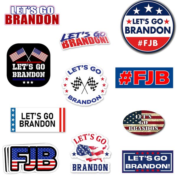 Let Go Brandon Flag Sticker 100 Unids / lote Hotsale EE. UU. Presidente Pegatinas Para Teléfono Skateborad Equipaje Notebook Casco Coche Bicicleta Calcomanías