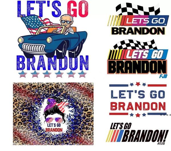 Lets Go Brandon Transfer Sticker Party Favor Thermo Autocollants Patchs graphiques de transfert de chaleur pour les applications de vêtements pour les vêtements HHA101911582