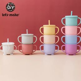 LetS Make 1 Set Babyvoedingsbekers Baby Leren Baby Drinkware siliconen Sippy Cups voor peuters Kinderen met siliconen Sippy Cup 240322