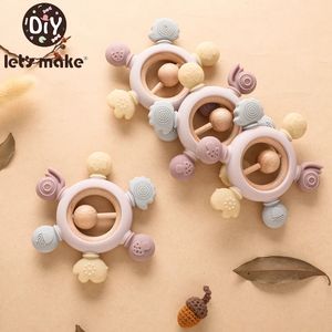 Permet de faire 1PC Silicone Teether bébé Growder Forme en bois TEETHER RING Kid Gift BPA Free Silicone Childre