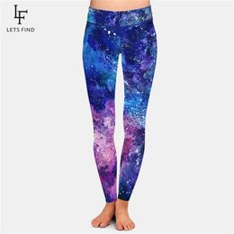 Letsfind Aankomst Mooie Galaxy Patroon Print Hoge Taille Plus Size Dames Leggings Mode Fitness Slanke Vrouwelijke Negende Broek 211204