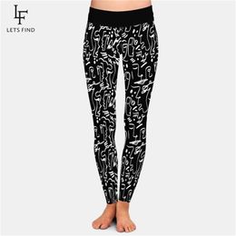 Letsfin Hoge Kwalking 3D Abstract Geometry Print Dames Pant Mode Taille Plus Size Fitness Soft Stretch Leggings 211204