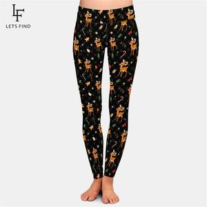 LETSFIND Haute Qualité Femmes Mode De Noël Cerf Imprimer Leggings Taille Haute Plus La Taille Femmes Pantalon 201014