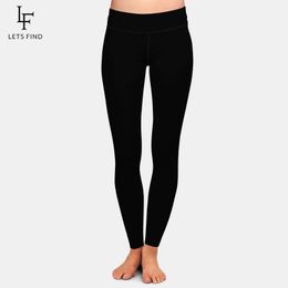 Letsfind Nueva llegada Mujeres Tallas grandes Leggings Sólido Negro Cintura alta Cómodo Respirar libremente Fitness Stretch Leggings 201109