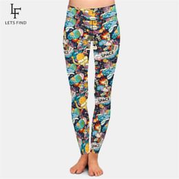 Letsfind Dames Fitness Leggings 3D Cartoon Space Doodle Digital Printing Hoge Taille Plus Size Fashion 210925