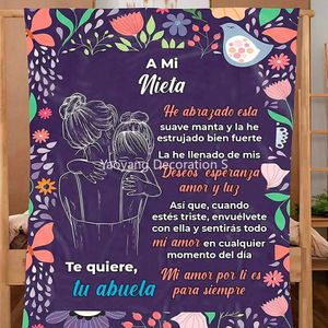 Brief A Mi Nieta Spaanse versie Premium Fleece Sherpa Deken Slaapkamer Decor Aangepaste Flanel Dekens For Kids Quilts 240417