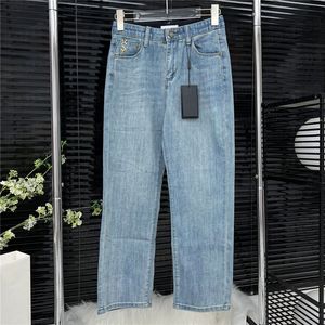 Letter Badge denim broek jeans voor vrouwelijke ontwerpers mode capris pant hiphop high street broek kleding kleding