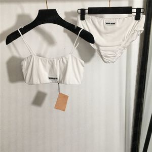 Letter Badge Sling Vest Triangle -briefs Katoen Vrouwen ondergoed Set Fashion Crop Tank Designer Sexy beha's Sets