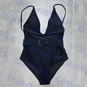 Lettre Badge Maillots De Bain Noir Col En V Une Pièce Maillot De Bain Femmes Sling Bikini Mode Maillot De Bain