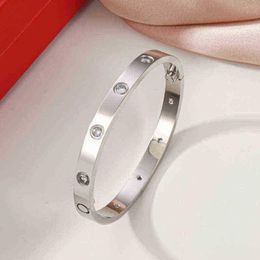 lettre bracelet manchette bracelet designer vis bracelets tournevis titane acier or argent 4CZ perceuse pour femmes hommes cadeau de fête d288w