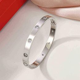 Carta Bangle Cuff Pulseira Designer Parafuso Pulseiras Chave de Fenda Titânio Aço Ouro Prata 4CZ Broca Para Mulheres Mens Partido Presente D1963