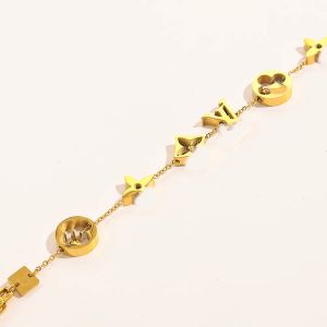 Letter Bangle Fashion Designer Classic armbanden L -serie voor vrouwen 18K Gold vergulde roestvrijstalen kristallen bloembloemliefhebbers Liefhebbers Gift Polsband manchetketen Sieraden