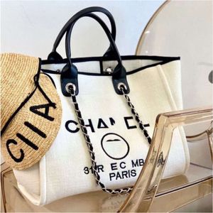 Carta Bolsas de playa de lujo CC Totes Bolso Moda Bolsa de lona para mujer Señoras Marca Ch Bordado Tote Diseñador Bolsos Mujer Compras Cross Body Mochila KFW2