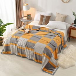 Couvertures en flanelle avec lettres, châle doux et chaud, couvre-lit en tricot, pour canapé, bureau, loisirs