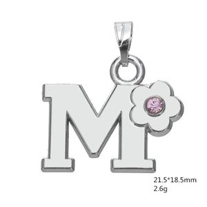 Lettre Charmes A-Z Metal Silver plaqué Crystal Pendeur de charme initial pour le bracelet DIY BIJOURS