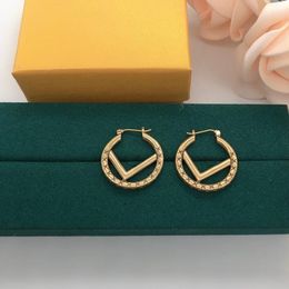 Brief Cirkel Oorbellen Designer Gold Earring Luxury F Sieraden Mode Goldn Hoop Oorbellen voor Dames Mens Accessoires Ohrringe D2111113HL