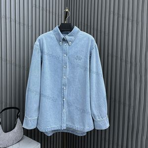 Brief denim shirt voor vrouwen blouse lange mouwen shirts ontwerper denim jas