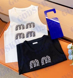 Lettre en diamant narbout de mode femme T-shirt Summer dames gilets tricot tops deux couleurs7336831