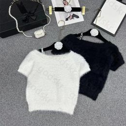Letter Drill Gebreide trui voor dames Designer gebreide trui met korte mouwen en off-shoulder tops