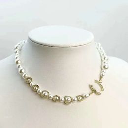 Lettre eefs fashion diamant perle pendent collier designer bijoux femmes cadepçon de mariage en chaîne de cou poire