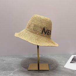 Brief borduurwerk emmer hoed dames strandmutsen casual luxe pet ontwerper hoed grasweef visors caps zomer mannen vissershoeden beanie honkbal petten