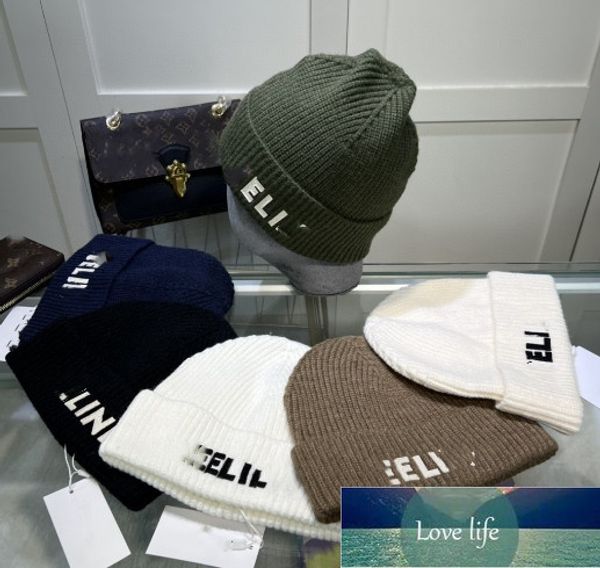 Chapeau tricoté avec lettres brodées, automne et hiver, chaud, à la mode, casquette en laine assortie avec tout, marque de mode, vente en gros