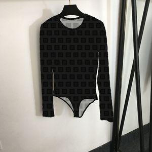 Lettre flocage femmes sous-vêtement body luxe concepteur Sexy body justaucorps à manches longues voir à travers hauts chemises