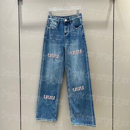 Lettre flocage femmes Denim pantalon Jean bleu décontracté Jean pantalon de luxe créateur de mode Style de rue Jean