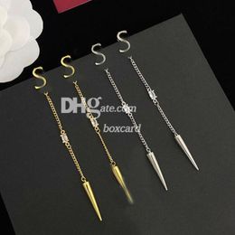 Lettre chaîne en or boucle d'oreille rétro goujons dorés boucle d'oreille tendance plaqué 18K boucles d'oreilles goujons avec coffret