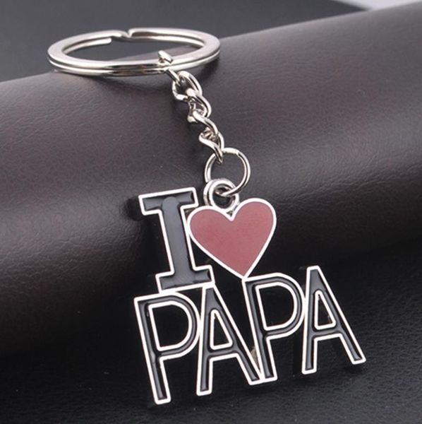 Letra I LOVE MOM PAPA chaveiros chaveiros de metal presente do dia das mães lembrança chaveiro porta-chaves coração personalizado Acessórios para carro