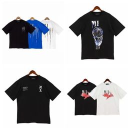 Letter Ink Drop Core Casual Print T-shirt Short Shirt Tshirt Graffiti Couples Tees Tops Pullover Shirts 240409