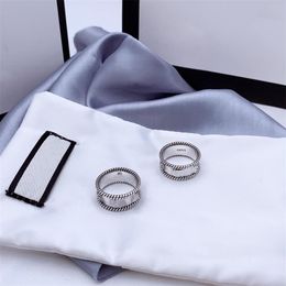 Brief verweven patroon ring 925 sterling zilveren ring oude gesneden ruwe kant ring eenvoudige en veelzijdige mode-sieraden320F
