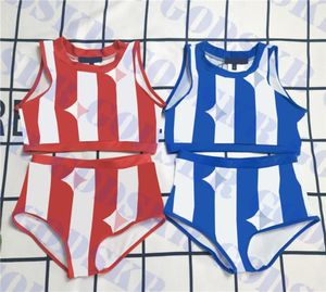 Lettre jacquard maillot de bain pour femmes en bikini baille de bain imprimé pour les femmes hautes femmes de la taille de la taille haute 7983157