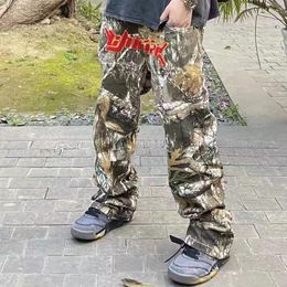 Lettre de bijoux broderie de camouflage marchandise pour hommes décontractés couvercle de sac y2k pantalon unisexe surdimension