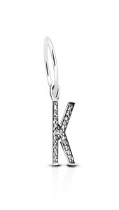 Letter K Authentiek 925 Sterling Silver Jewelry Crystal A-Z Letter Pendant Charms geschikt voor originele armband ketting791323CZ6546071