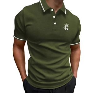 Letter K Patroon Mannen Zomer Korte Mouw Business Polo Shirt Mannen Casual Sport Revers Pure Kleur Polo Shirt 240119