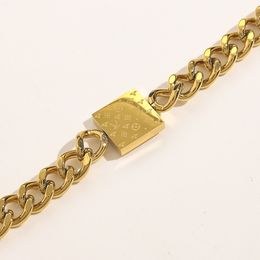 Buchstabe L Armband 18K Gold Kubanisches klobiges Armband Einfaches Herren-Damen-Doppelseitiges Blumen-Stahlsiegel-Armband
