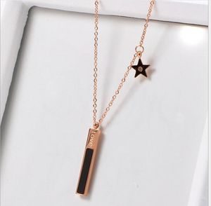 Brief Lange ketting 18K Rose Gold Single Diamond Necklace Fashion Korean Short Chain Titanium Steel